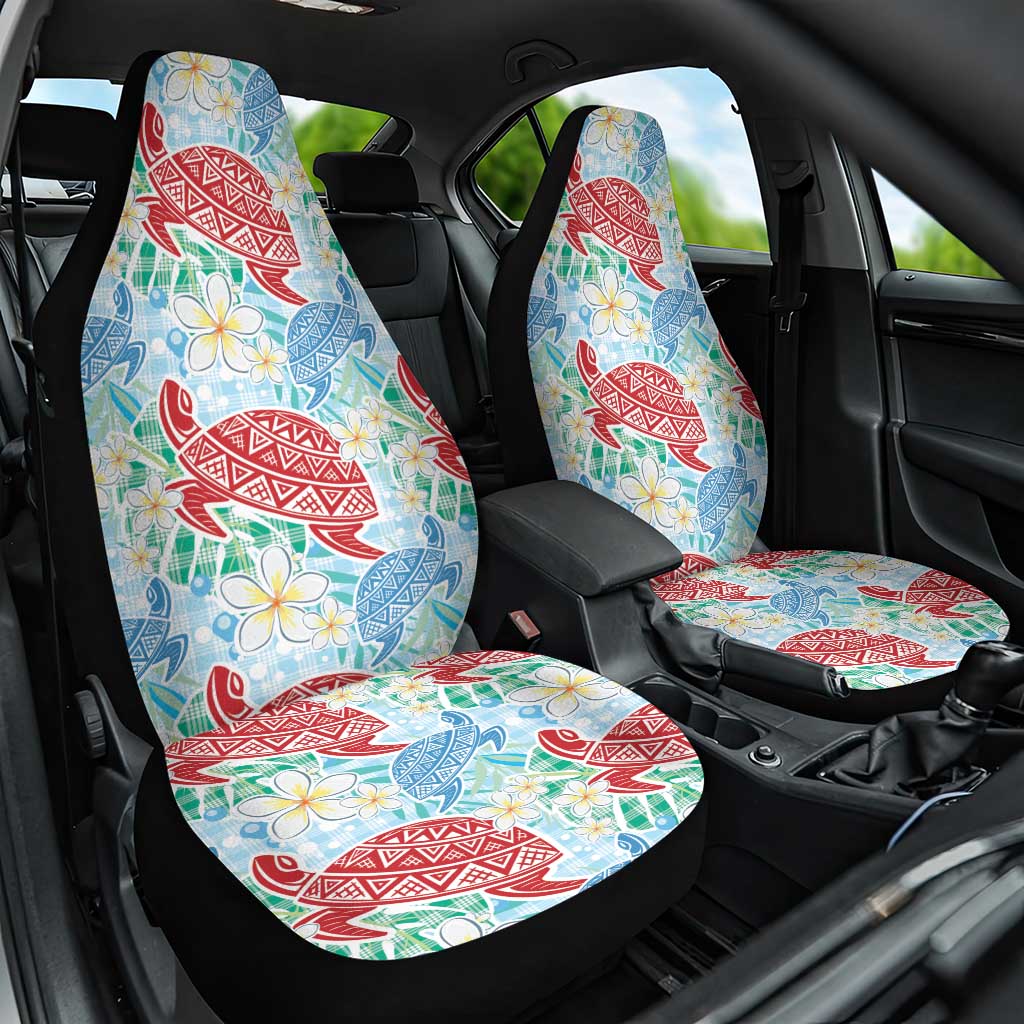 Palaka with Honu and Plumeria Car Seat Cover Hawaiian Heritage Spirit - Polynesian Pride