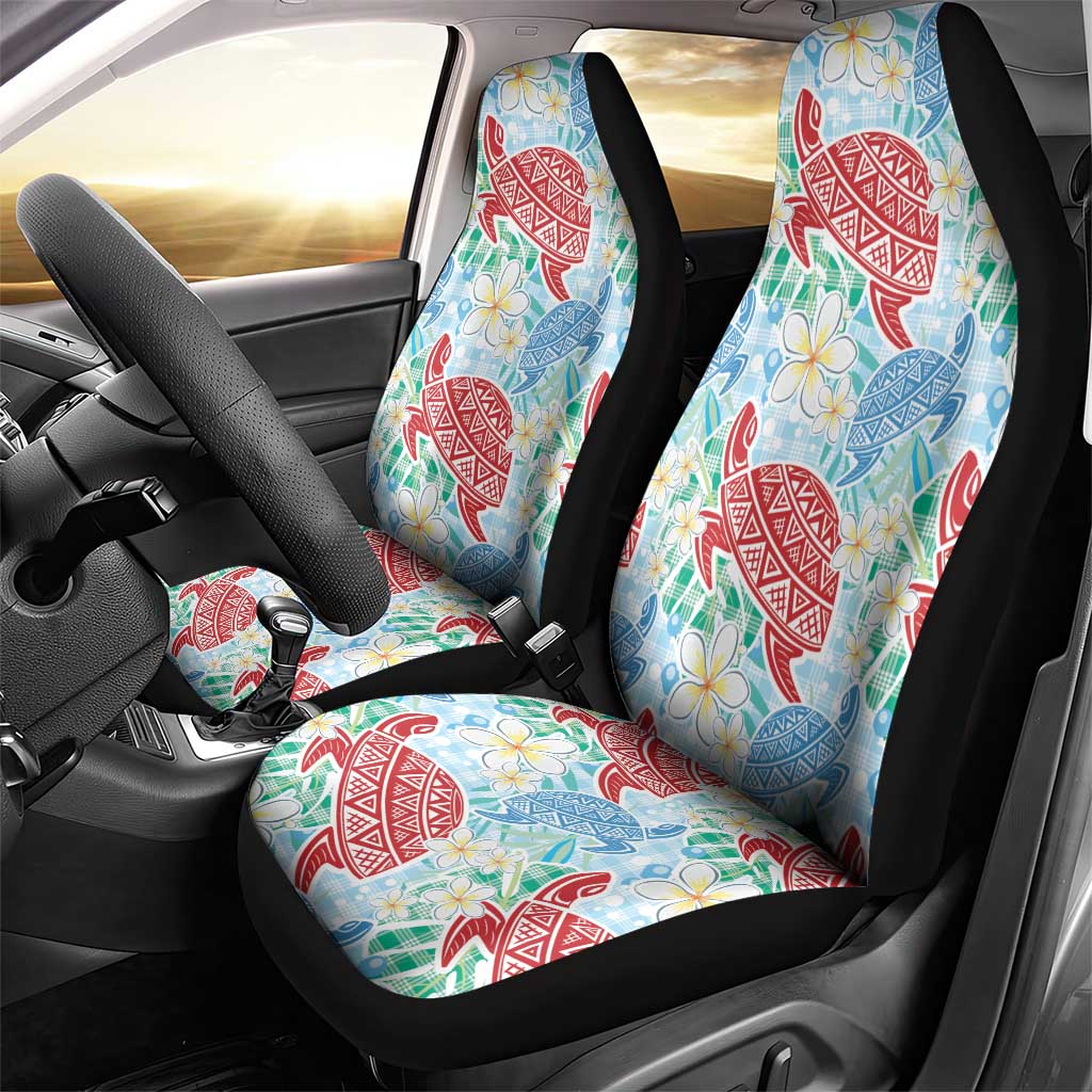 Palaka with Honu and Plumeria Car Seat Cover Hawaiian Heritage Spirit - Polynesian Pride