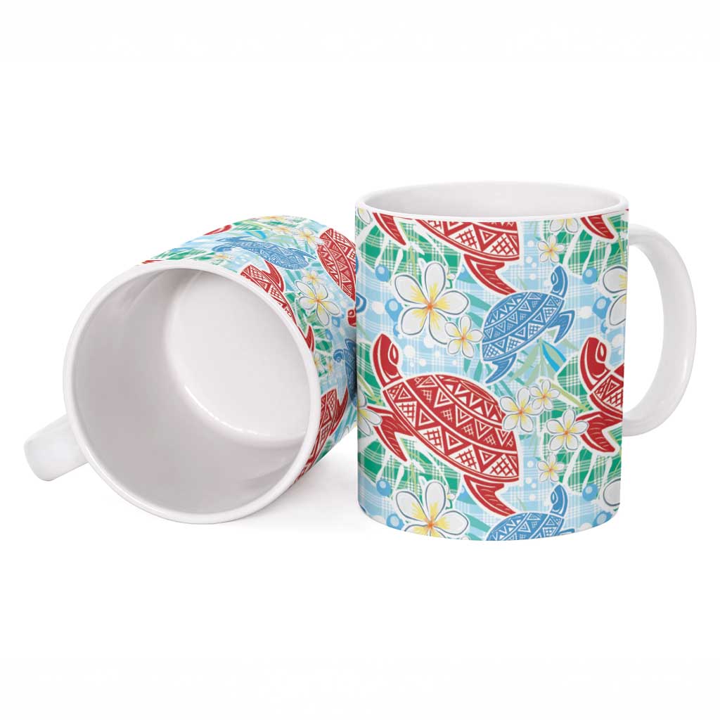 Palaka with Honu and Plumeria Ceramic Mug Hawaiian Heritage Spirit - Polynesian Pride