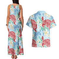 Palaka with Honu and Plumeria Couples Matching Tank Maxi Dress and Hawaiian Shirt Hawaiian Heritage Spirit - Polynesian Pride