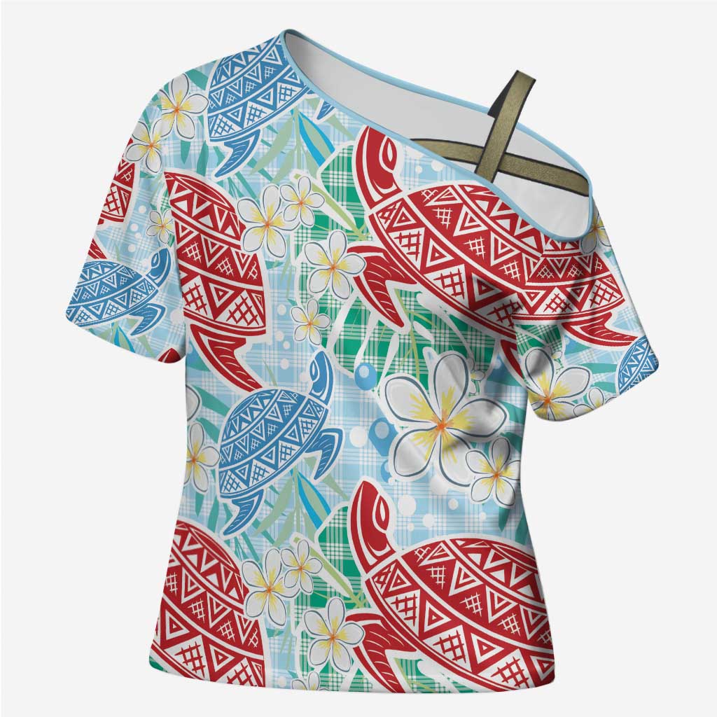 Palaka with Honu and Plumeria Cross Shoulder Shirt Hawaiian Heritage Spirit - Polynesian Pride