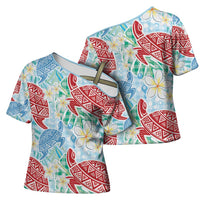 Palaka with Honu and Plumeria Cross Shoulder Shirt Hawaiian Heritage Spirit - Polynesian Pride