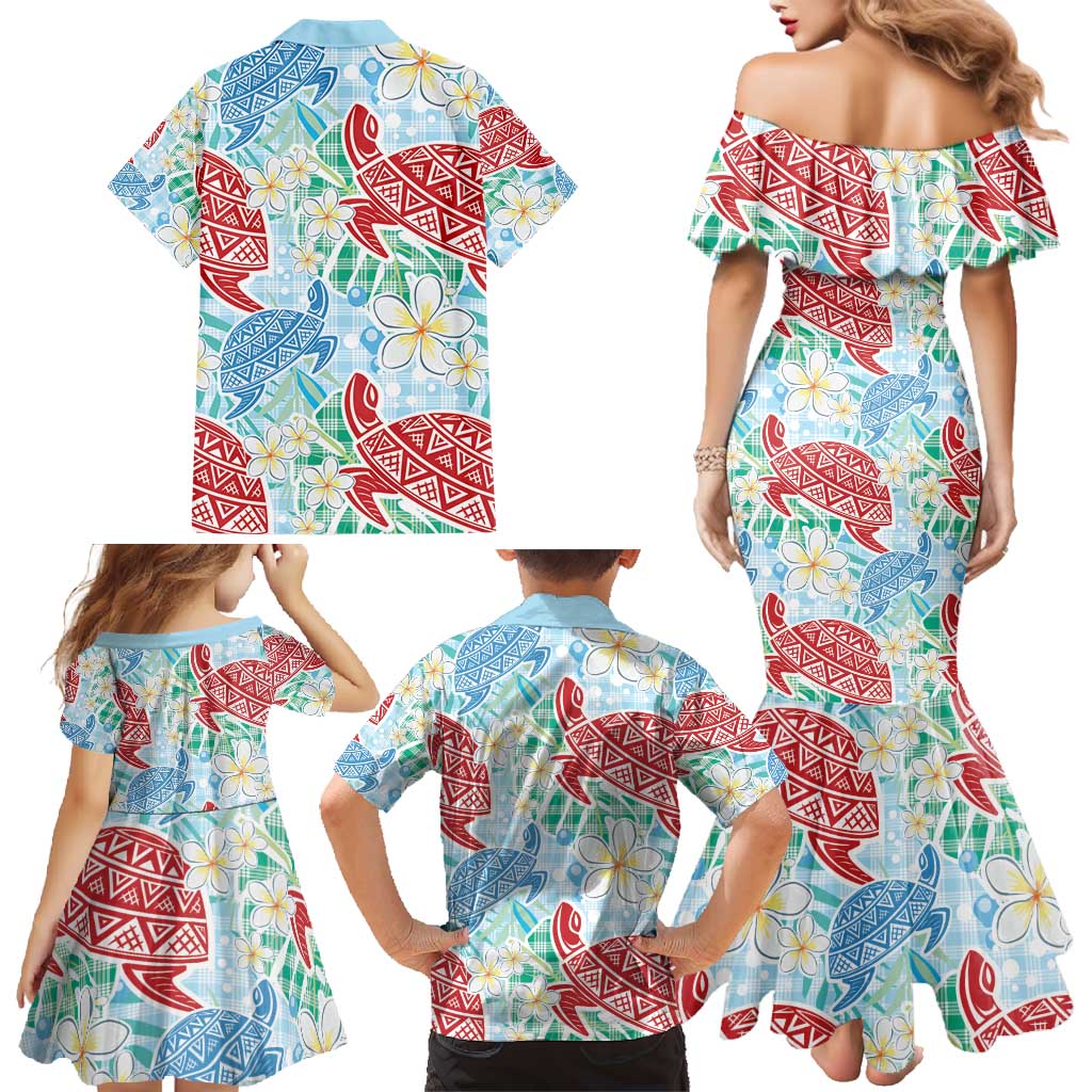 Palaka with Honu and Plumeria Family Matching Mermaid Dress and Hawaiian Shirt Hawaiian Heritage Spirit - Polynesian Pride