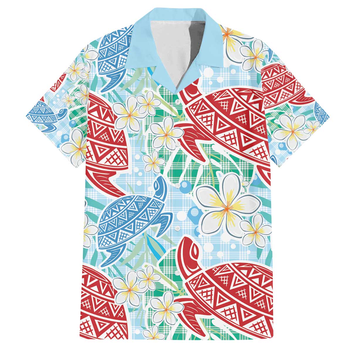 Palaka with Honu and Plumeria Family Matching Off The Shoulder Long Sleeve Dress and Hawaiian Shirt Hawaiian Heritage Spirit - Polynesian Pride