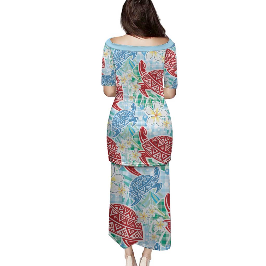 Palaka with Honu and Plumeria Family Matching Puletasi and Hawaiian Shirt Hawaiian Heritage Spirit - Polynesian Pride