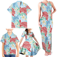 Palaka with Honu and Plumeria Family Matching Tank Maxi Dress and Hawaiian Shirt Hawaiian Heritage Spirit - Polynesian Pride