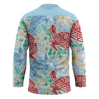 Palaka with Honu and Plumeria Hockey Jersey Hawaiian Heritage Spirit - Polynesian Pride