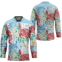 Palaka with Honu and Plumeria Hockey Jersey Hawaiian Heritage Spirit - Polynesian Pride