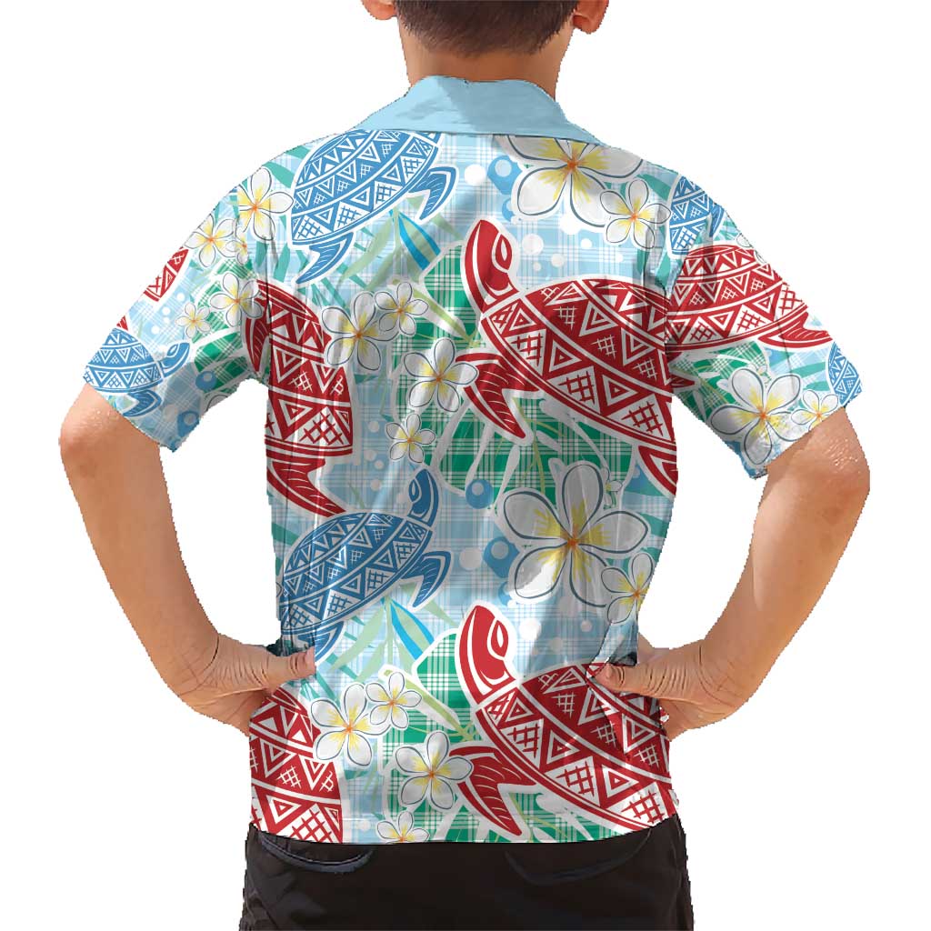 Palaka with Honu and Plumeria Kid Hawaiian Shirt Hawaiian Heritage Spirit LT9 - Polynesian Pride