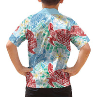 Palaka with Honu and Plumeria Kid Hawaiian Shirt Hawaiian Heritage Spirit LT9 - Polynesian Pride