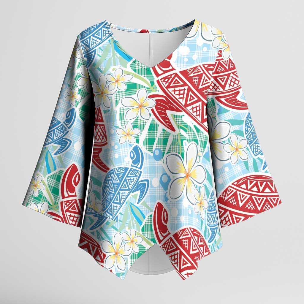 Palaka with Honu and Plumeria Kimono Sleeve Blouse Hawaiian Heritage Spirit - Polynesian Pride