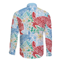 Palaka with Honu and Plumeria Long Sleeve Button Shirt Hawaiian Heritage Spirit - Polynesian Pride