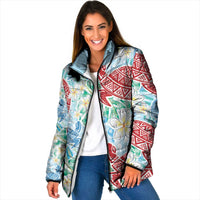 Palaka with Honu and Plumeria Padded Jacket Hawaiian Heritage Spirit - Polynesian Pride