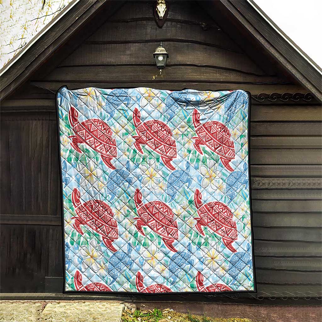 Palaka with Honu and Plumeria Quilt Hawaiian Heritage Spirit - Polynesian Pride