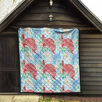 Palaka with Honu and Plumeria Quilt Hawaiian Heritage Spirit - Polynesian Pride
