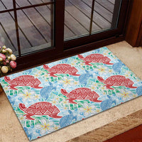 Palaka with Honu and Plumeria Rubber Doormat Hawaiian Heritage Spirit - Polynesian Pride