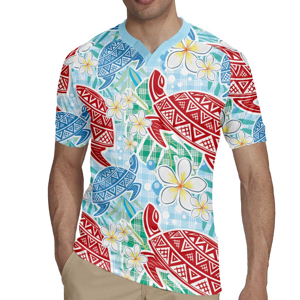 Palaka with Honu and Plumeria Rugby Jersey Hawaiian Heritage Spirit - Polynesian Pride