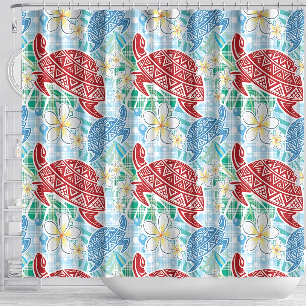 Palaka with Honu and Plumeria Shower Curtain Hawaiian Heritage Spirit - Polynesian Pride