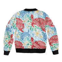 Palaka with Honu and Plumeria Sleeve Zip Bomber Jacket Hawaiian Heritage Spirit - Polynesian Pride