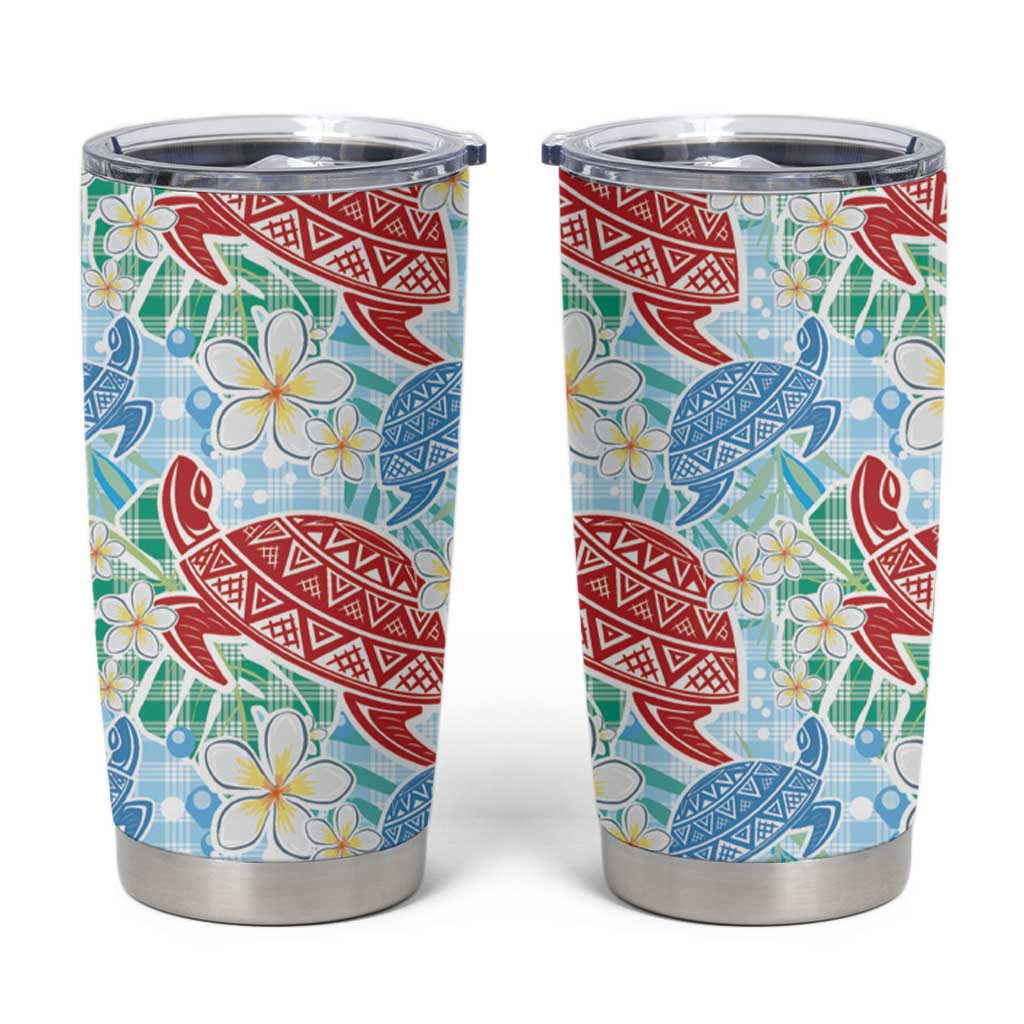 Palaka with Honu and Plumeria Tumbler Cup Hawaiian Heritage Spirit - Polynesian Pride