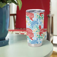 Palaka with Honu and Plumeria Tumbler Cup Hawaiian Heritage Spirit - Polynesian Pride