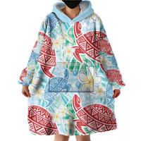 Palaka with Honu and Plumeria Wearable Blanket Hoodie Hawaiian Heritage Spirit - Polynesian Pride