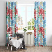 Palaka with Honu and Plumeria Window Curtain Hawaiian Heritage Spirit - Polynesian Pride