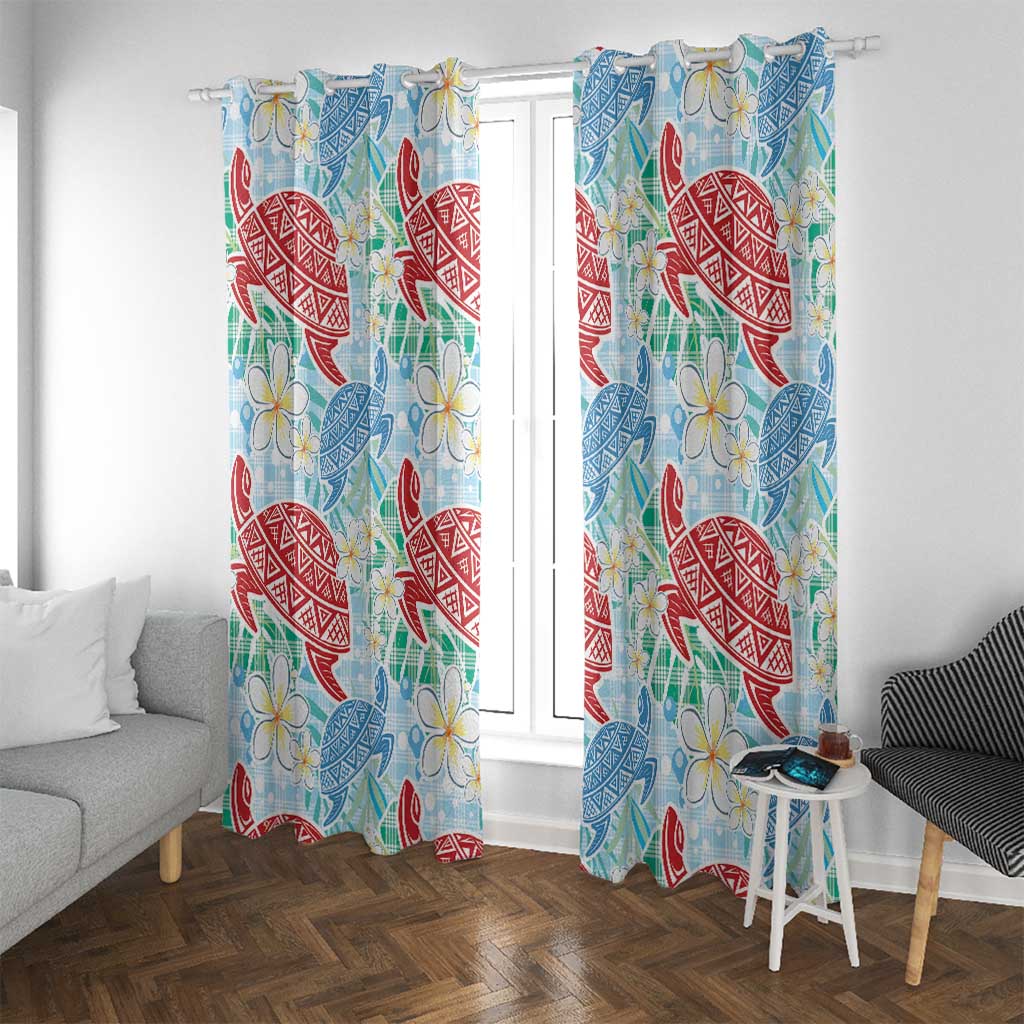 Palaka with Honu and Plumeria Window Curtain Hawaiian Heritage Spirit - Polynesian Pride