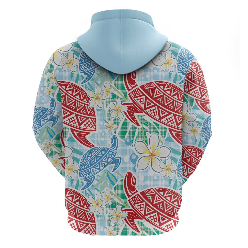 Palaka with Honu and Plumeria Zip Hoodie Hawaiian Heritage Spirit - Polynesian Pride