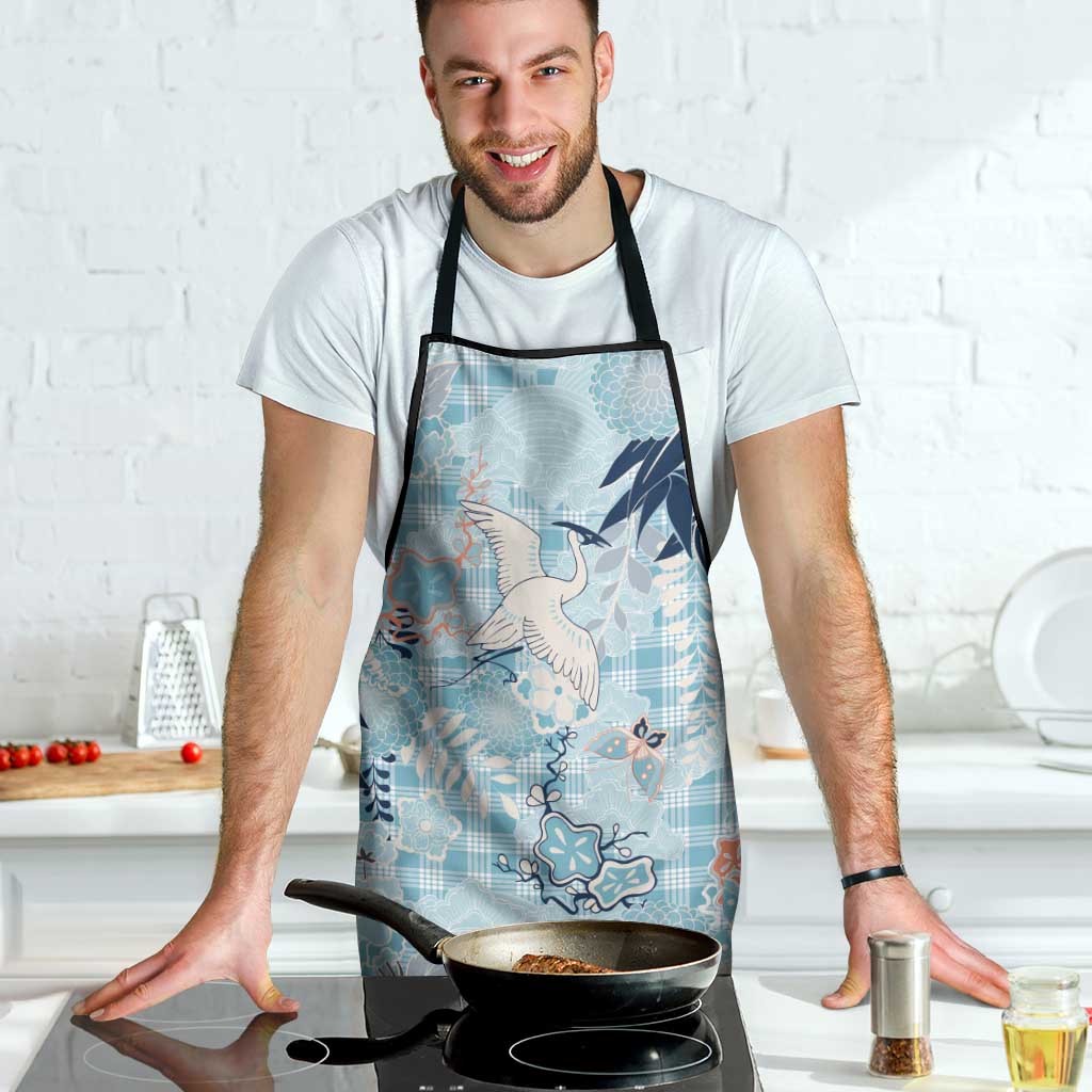 Blue Palaka Crane and Flowers Apron Japan Heritage Spirit - Polynesian Pride