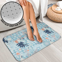 Blue Palaka Crane and Flowers Bathroom Set Japan Heritage Spirit - Polynesian Pride