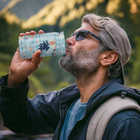 Blue Palaka Crane and Flowers 4 in 1 Can Cooler Tumbler Japan Heritage Spirit - Polynesian Pride