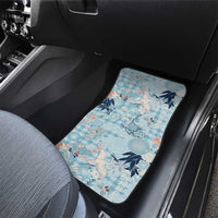 Blue Palaka Crane and Flowers Car Mats Japan Heritage Spirit - Polynesian Pride