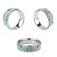 Blue Palaka Crane and Flowers Classic Ring Japan Heritage Spirit - Polynesian Pride