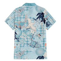 Blue Palaka Crane and Flowers Family Matching Mermaid Dress and Hawaiian Shirt Japan Heritage Spirit - Polynesian Pride