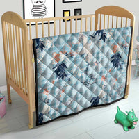 Blue Palaka Crane and Flowers Quilt Japan Heritage Spirit - Polynesian Pride