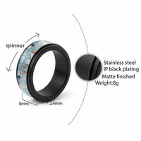 Blue Palaka Crane and Flowers Spinner Ring Japan Heritage Spirit - Polynesian Pride