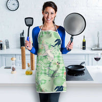 Green Palaka Crane and Flowers Apron Japan Heritage Spirit - Polynesian Pride