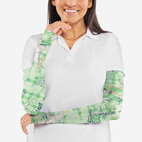 Green Palaka Crane and Flowers Arm Sleeves Japan Heritage Spirit - Polynesian Pride