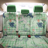 Green Palaka Crane and Flowers Back Car Seat Cover Japan Heritage Spirit - Polynesian Pride