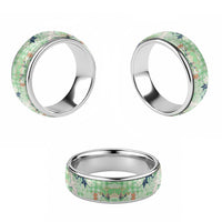 Green Palaka Crane and Flowers Classic Ring Japan Heritage Spirit - Polynesian Pride