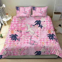 Pink Palaka Crane and Flowers Bedding Set Japan Heritage Spirit - Polynesian Pride