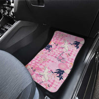 Pink Palaka Crane and Flowers Car Mats Japan Heritage Spirit - Polynesian Pride