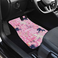 Pink Palaka Crane and Flowers Car Mats Japan Heritage Spirit - Polynesian Pride