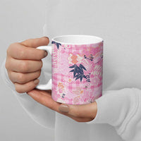 Pink Palaka Crane and Flowers Ceramic Mug Japan Heritage Spirit - Polynesian Pride