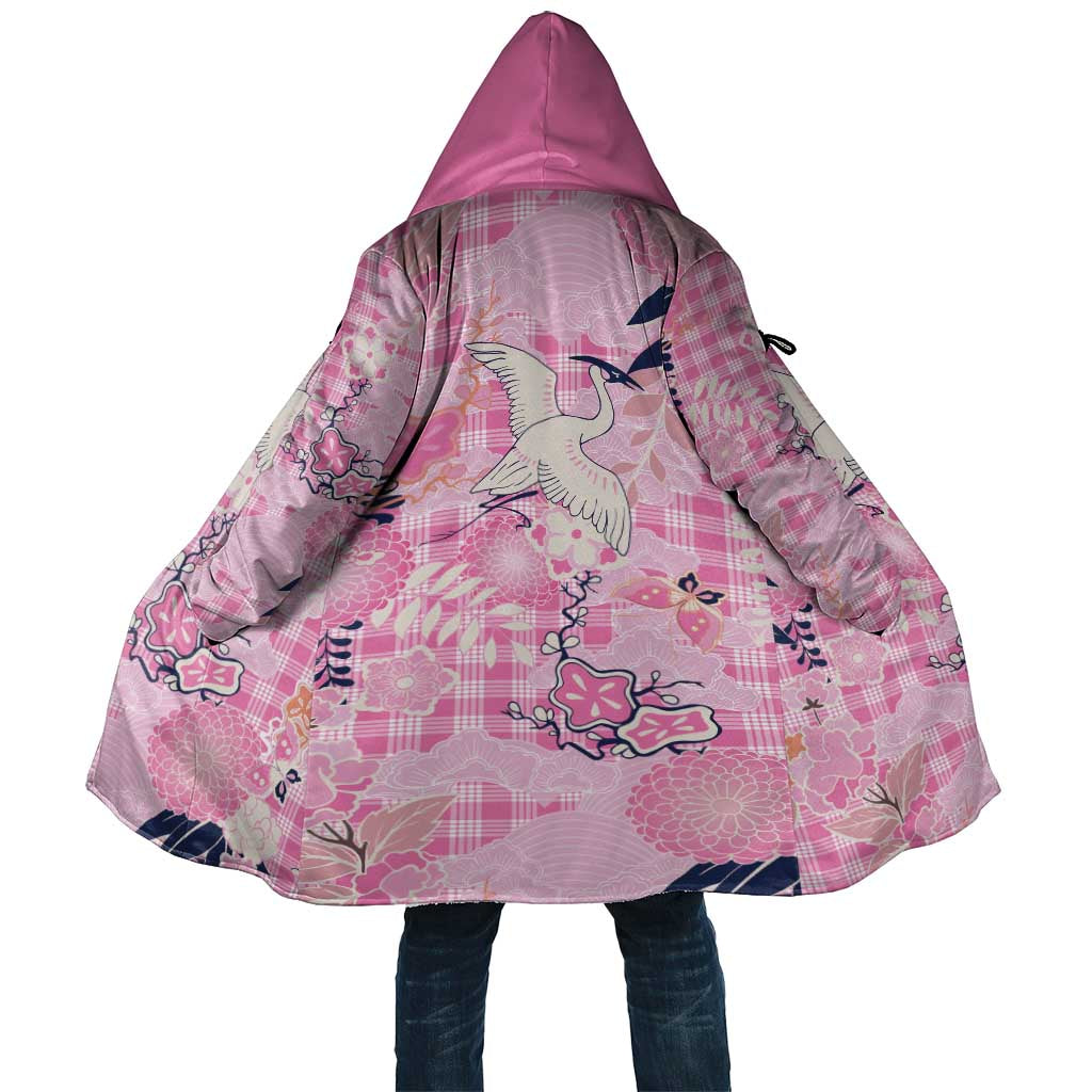 Pink Palaka Crane and Flowers Cloak Japan Heritage Spirit - Polynesian Pride