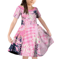 Pink Palaka Crane and Flowers Family Matching Off Shoulder Short Dress and Hawaiian Shirt Japan Heritage Spirit - Polynesian Pride