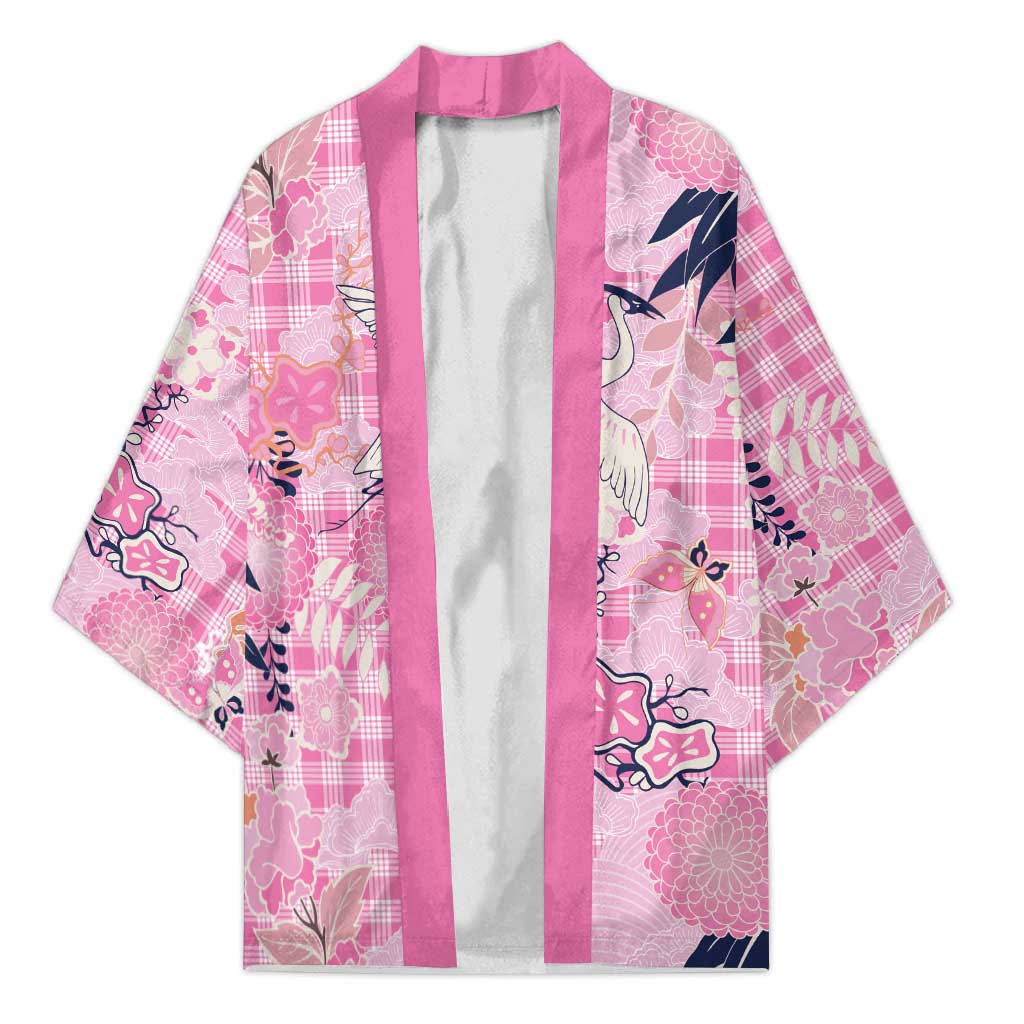 Pink Palaka Crane and Flowers Kimono Japan Heritage Spirit LT9 Unisex Pink - Polynesian Pride