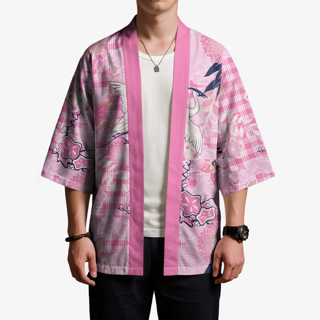 Pink Palaka Crane and Flowers Kimono Japan Heritage Spirit LT9 - Polynesian Pride