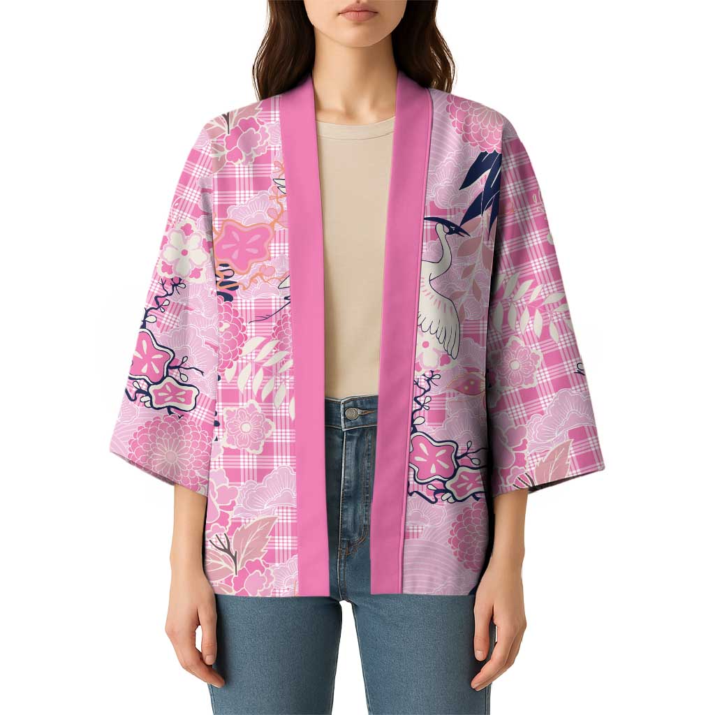 Pink Palaka Crane and Flowers Kimono Japan Heritage Spirit LT9 - Polynesian Pride